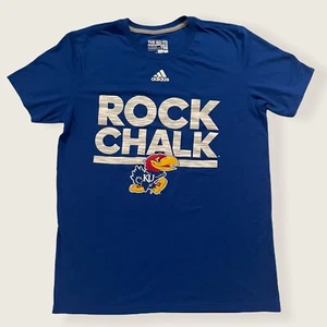 University of Kansas Jayhawks ROCK CHALK Adidas basketball/football T-shirt NCAA - Picture 1 of 11