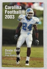 CFB North Carolina Tar Heels 2003 Football Schedule Card-Dexter Reid