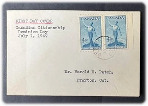 Canada - 1947 - Giornata della cittadinanza candiana - su FDC - CDS DRAYTON ONTARIO - SG 409 - Foto 1 di 2