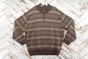 Jos. A Bank Quarter Zip Mock Turtleneck Sweater Brown 80% Lambs Wool Large XXL - Picture 1 of 7