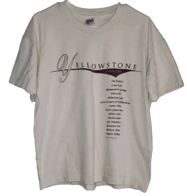 Vintage ANVIL 90s Yellowstone Womens Large Ivory T Shirt USA Made Single Stitch - Image 1 of 4