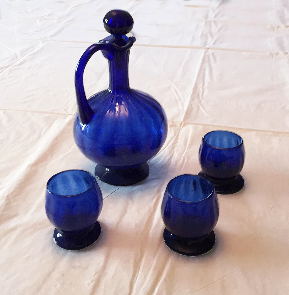Cobalt Blue Handblown Mexican Liqueur Set , 1937 $100.00 An exquisi - Image 1 of 1