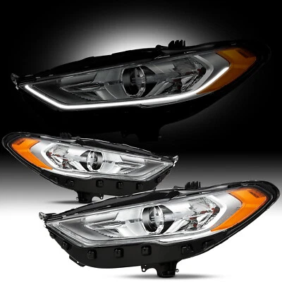 Conjunto de faros de titanio para Ford Fusion S SE 2017-2020 con modelo DRL Foto 1 de 4