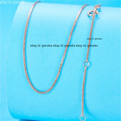 Collar de eslabones de cadena de trigo Au750 de oro rosa puro sólido de 18 quilates 1,4-1,6 g 16-17-18 pulgadas Foto 1 de 3