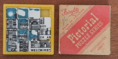 Vintage Fairy Lite Pictorial Mosaic Jigsaw Puzzle Plastic Westminster Abbey - Image 1 of 4