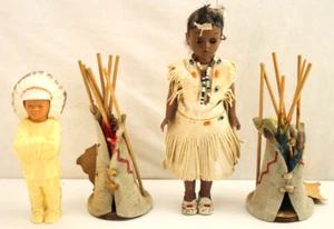 Vintage 2 Stck. Cherokee NC Made QUALLA Reservierung 6" Leder TEE PIP Souvenirs - Bild 1 von 6