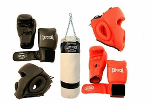 Last Punch Boxing Package New 1 Pair of Headgears 2 Pair Gloves & Punching Bag - Picture 1 of 12