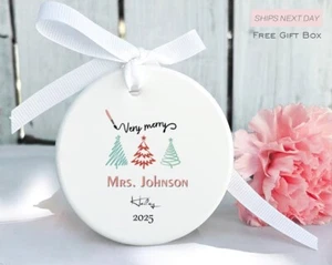 Custom Teacher Christmas Ornament – Personalized Name & Year – Gift Box Included - Picture 1 of 3