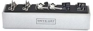 Onyx Art Guitar Cufflink Gift Set - 3 Pairs - Music Gift - CKS019 - Picture 1 of 8