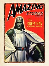 Amazing Stories 1946 the Green Man Cover Art metal tin sign cottage shop