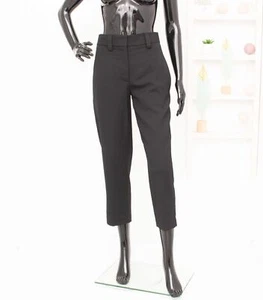 Acne Studios Black Tapered Pants Wool Cropped Trousers Trea Struct Women's 34 - Picture 1 of 12