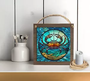 Crab Wood Hanging Sign - Seaside Coastal Decor - 2 Sizes - Small or Large - Picture 1 of 6