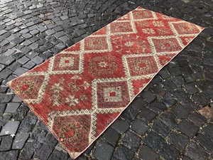 Turkish runner rug,Handmade rug,Wool rug,Vintage rug,Stair rug 6.4 x 3.1 ft - Picture 1 of 12