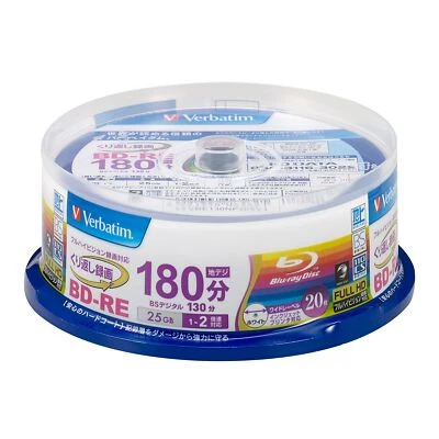 20 Verbatim Blu-Ray Discs 25GB BD-RE Rewritable 2x Spindle Case VBE130NP20SV1 - Image 1 of 2