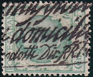 ITALY 1926 25 CENT VALUE WITH NICE HAND SIGNED CANCEL - Picture 1 of 1