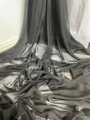 1 METER BLACK SOFT CATIONIC CHIFFON 100% POLYESTER FABRIC 58”WIDE - Image 1 of 4
