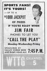 1953 WTTG TV AD JIM FAIR LETS YOU CALL THE PLAY VALLEY FORGE BEER RAMS HEAD ALE