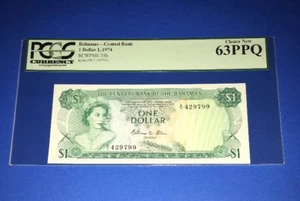 PCGS Currency Graded Bahamas-Central Bank $1 L.1974 P35b - Picture 1 of 6