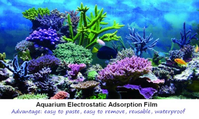 Póster de fondo de acuario de coral submarino telón de fondo de pecera película adhesiva estática Foto 1 de 4