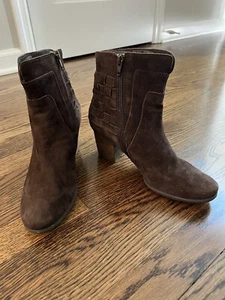 Josef Seibel 39 Brown Suede Zip Up Booties. Heel. 8.5 Medium - Picture 1 of 9