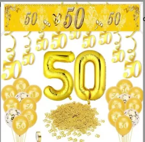HOWAF 50. Goldener Hochzeitstag Dekorationen, Gold 50. Hochzeitstag - Bild 1 von 8