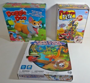 Lot of 3 Kids Games age 4 & 5+ Doggie Pooh,  Pick-up Pete, 3D snakes N' Ladders - Picture 1 of 5