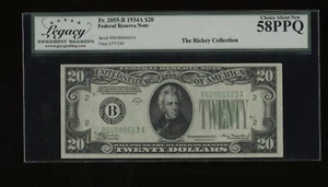 DBR 1934-A $20 FRN New York Fr. 2055-B Legacy 58 PPQ Serial B60806663A - Picture 1 of 2
