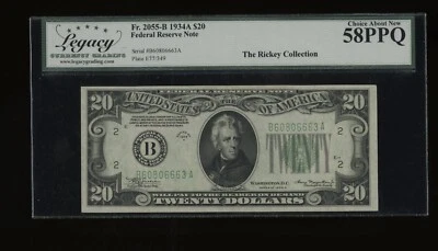 DBR 1934-A $20 FRN New York Fr. 2055-B Legacy 58 PPQ Serial B60806663A - Image 1 of 2