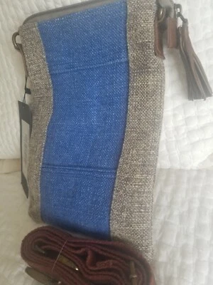 Bandolera vintage Addiction bicolor con ribete de cuero nueva con etiquetas Foto 1 de 4