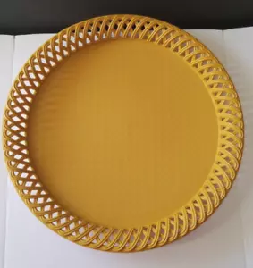 Bandeja para servir oro de colección Action Ind EE. UU. 14" redonda cesta de plástico tela cosecha - Imagen 1 de 4