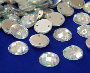 Strass da cucire brillantini cristallo AB pietre acriliche 6/8/10/12 mm - Foto 1 di 7