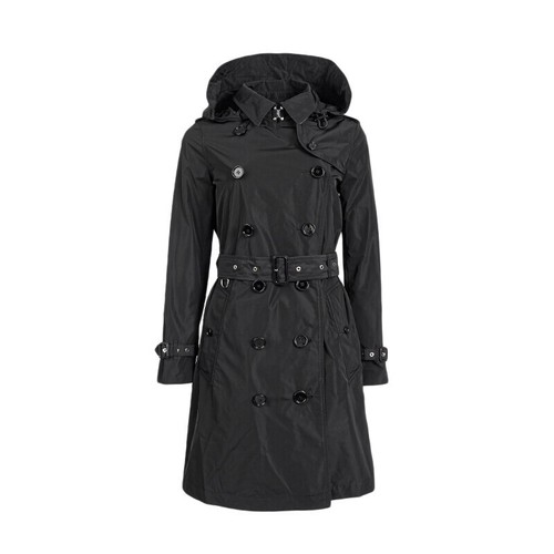 Trench cappotto Burberry FW nero staccabile in taffettà Kensington con cappuccio