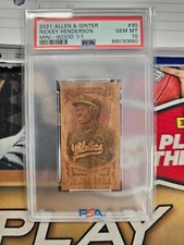 2021 TOPPS ALLEN & GINTER RICKEY HENDERSON MINI WOOD PARALLEL #D 1/1 PSA 10 GEM