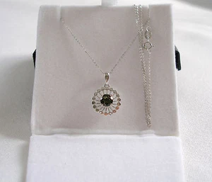 FPJ- .42 Ct. Moldavite Solitaire 14k White Gold Pendant & Necklace - Picture 1 of 11