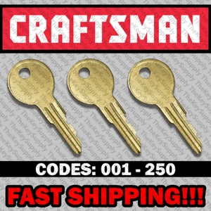 ( 3 ) Three Craftsman tool box keys / Select your key code / Series 001-250 - Picture 1 of 1