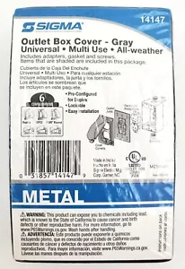 Sigma 14147 All-Weather Multi Use Outlet Box Cover Gray Universal Outdoor - Picture 1 of 10