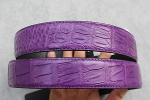 Purple Alligator CROCODILE Print Leather Skin Men's Belt - W 1.3 inch - Picture 1 of 5