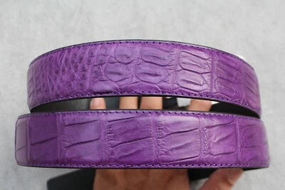 Cinturón para hombre con piel de cuero CROC genuino púrpura - W 1,3 pulgadas Foto 1 de 4