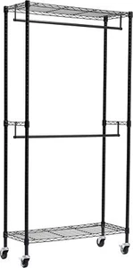 Stand appendiabiti a doppia barra con rotelle - Nero, 91cm x 35.5 cm x 183 cm - Foto 1 di 6