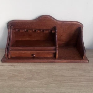 Organizador de escritorio de madera oscura soporte estante pipa fumadores vintage - Imagen 1 de 11