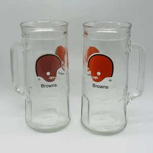 Cleveland Browns Football NFL Glas Becher Stein Fisher Vintage 1980er 2er Set - Bild 1 von 7