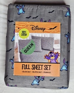 Disney Lilo & Stitch Halloween Bats Full Sheet Set 100% Cotton 4 Piece New - Picture 1 of 3
