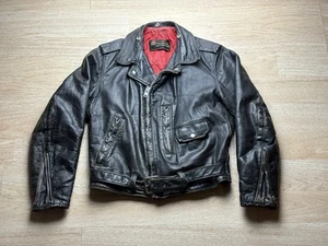 Vintage 60s Sears Oakbrook D Pocket Leather Jacket 42 44 M L - Picture 1 of 14
