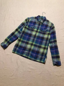Patagonia karierter Flanell aus Bio-Baumwolle mit Knopfleiste für Herren S abgenutzt sonnenverblasst Y2K - Bild 1 von 16