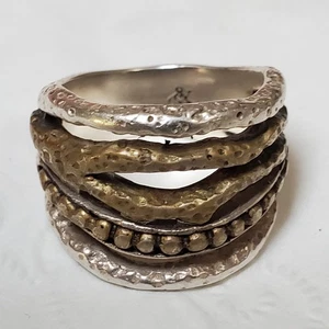 Sterling Silber 14 Karat Gold Ring gemarkt C&H Größe 5,5 Gewicht 9,2 GP - Bild 1 von 14