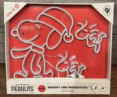Peanuts X  Target 15" Snoopy & Woodstock Neon Sign Flying Hanging NEW IN HAND - Image 1 of 4
