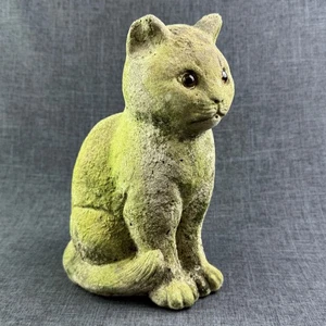 Sitzende Katze Steinskulptur 9 Zoll Garten Türstopper Hof Statue Figur Vintage England - Bild 1 von 22