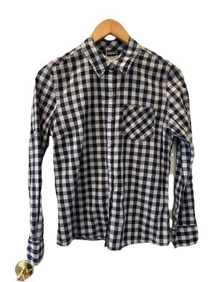 PATAGONIA синий клетку женщин органический хлопок рубашка блузка на пуговицах верхний размер 4 - Изображение 1 из 4