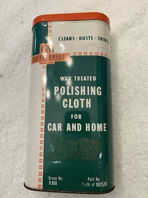 NOS General Motors Corp GM Accessories Polishing Tin Can with Original Cloth - Image 1 of 3