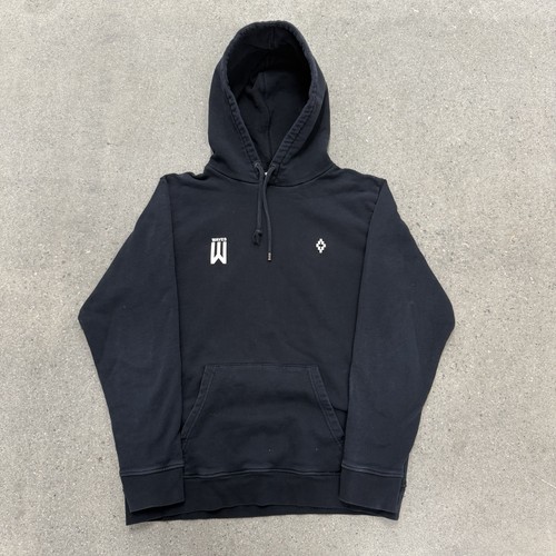 Felpa con cappuccio pullover Marcelo Burlon uomo nero onde grafica taglia media